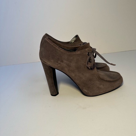 Stuart Weitzman Wallapalooza Size 7.5 Gray Suede Lace Up High Heel Boots Booties - Picture 3 of 8